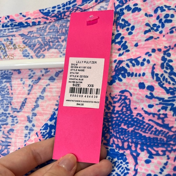 NWT Lilly Pulitzer Etta V-Neck Top in Maybe Gator Print - Picture 3 of 3